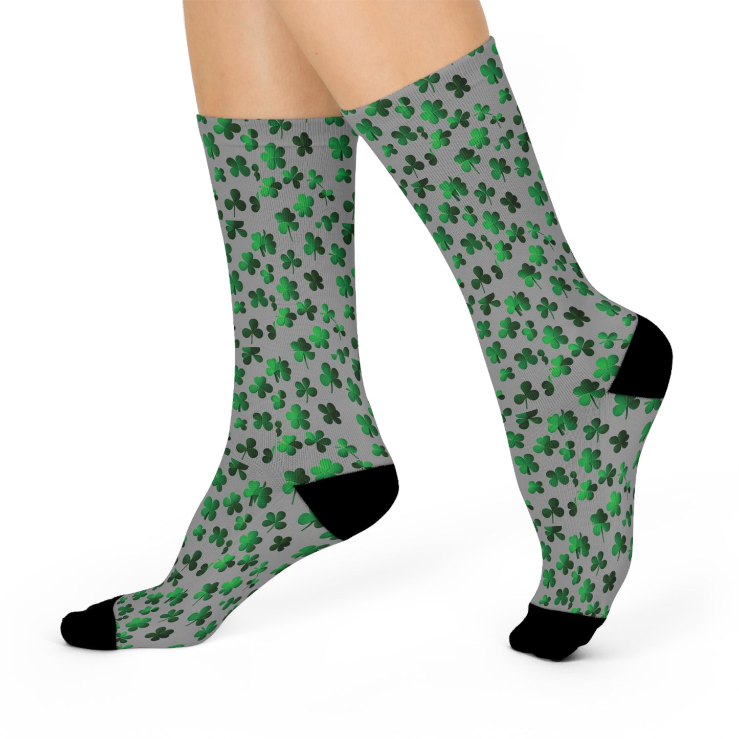 Shamrock Socks - Grey - Cushioned Crew Socks - Unisex